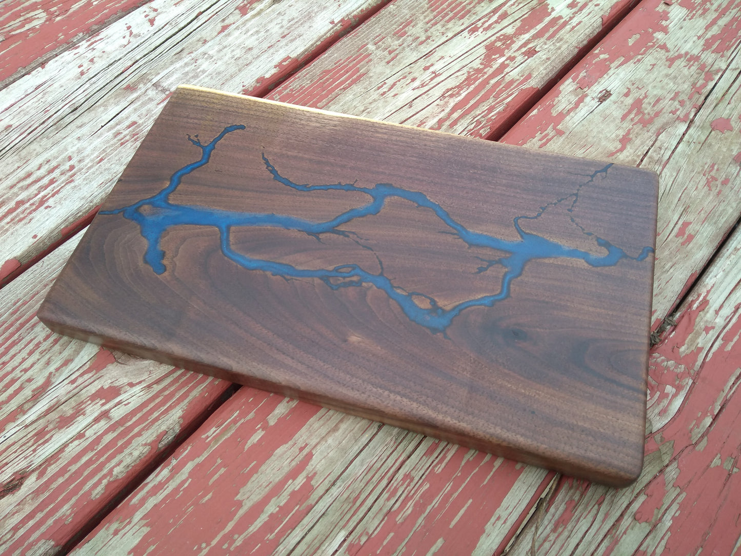 Handmade Concave Lichtenberg Food Safe Epoxy Charcuterie board